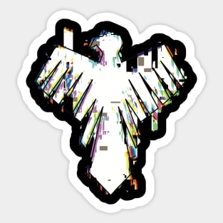 MMAM6 Black and White Glitch Adler Mark / Symbol / Logo Vector Art from Mashle Magic and Muscles Anime Characters Mash Lance Finn Lemon Dot Eagel Bird Graphics Cloak Cosplay x Animangapoi August 2023 Sticker